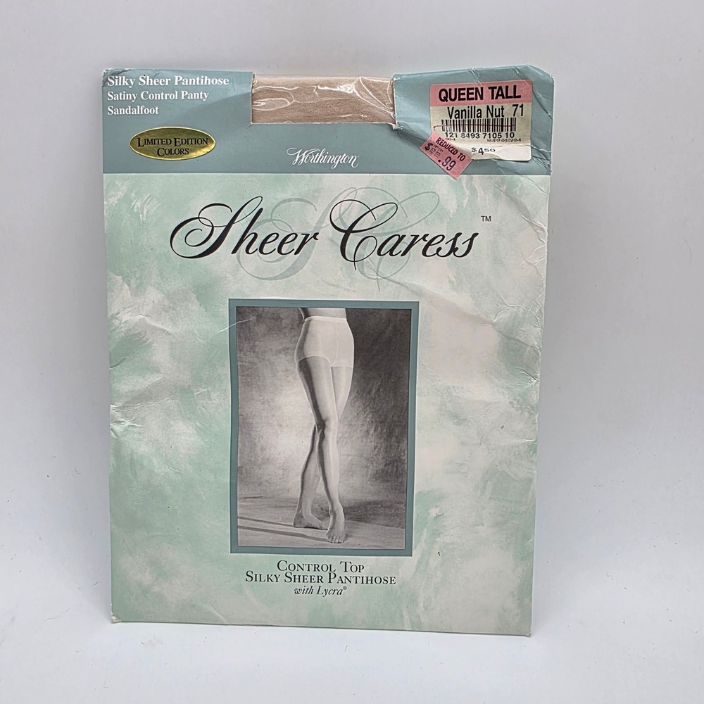 Worthington Sheer Caress Pantyhose Vanilla Nut 71 Queen Tall Control Top Vintage
